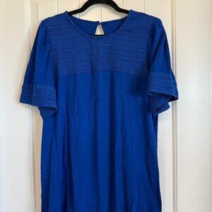 Bright cobalt blue short sleeve knit top women's plus XXL